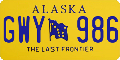 AK license plate GWY986
