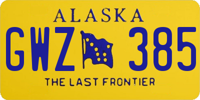 AK license plate GWZ385