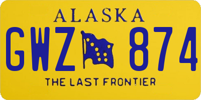 AK license plate GWZ874