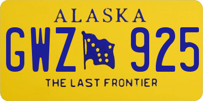 AK license plate GWZ925