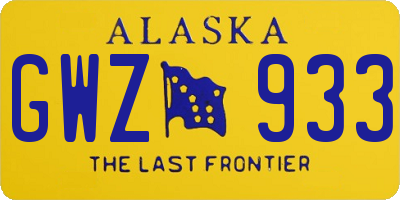 AK license plate GWZ933