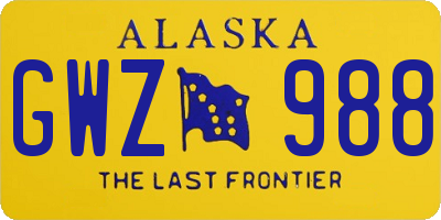 AK license plate GWZ988