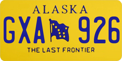 AK license plate GXA926