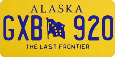 AK license plate GXB920