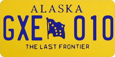 AK license plate GXE010