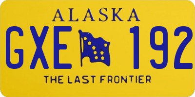 AK license plate GXE192