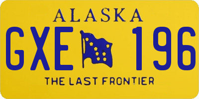 AK license plate GXE196