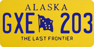 AK license plate GXE203