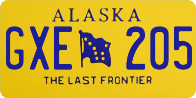 AK license plate GXE205