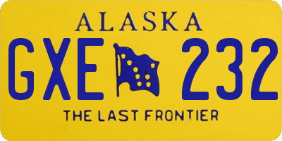 AK license plate GXE232