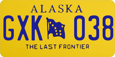 AK license plate GXK038