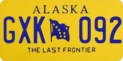 AK license plate GXK092