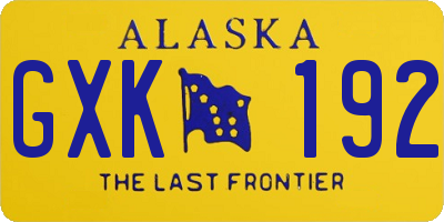 AK license plate GXK192