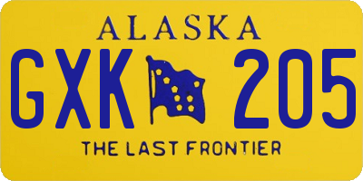 AK license plate GXK205