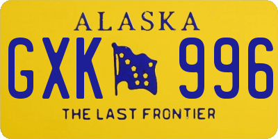 AK license plate GXK996