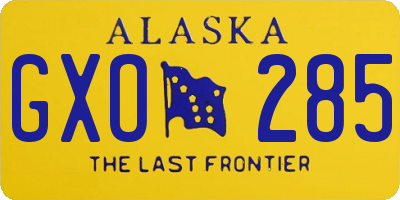 AK license plate GXO285