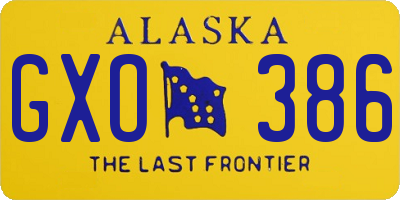 AK license plate GXO386