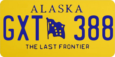AK license plate GXT388