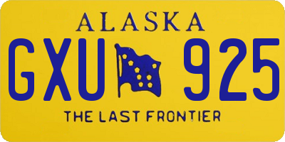 AK license plate GXU925