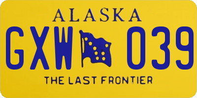 AK license plate GXW039