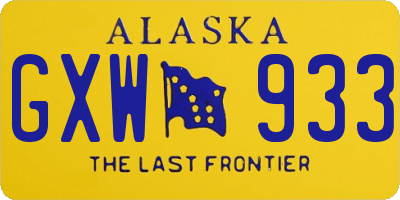 AK license plate GXW933
