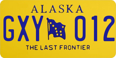 AK license plate GXY012