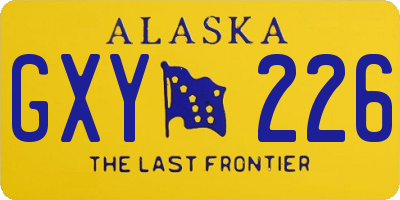AK license plate GXY226