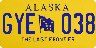 AK license plate GYE038