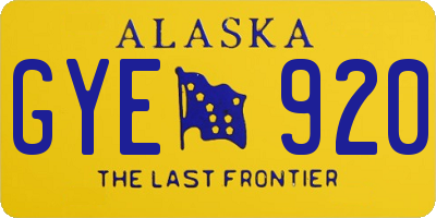 AK license plate GYE920