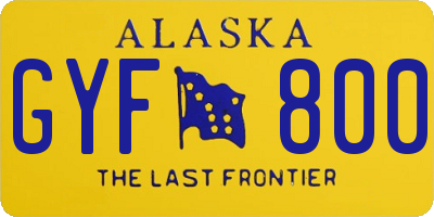 AK license plate GYF800