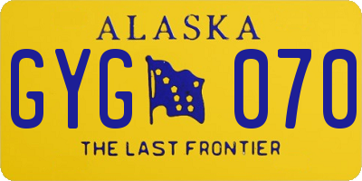 AK license plate GYG070