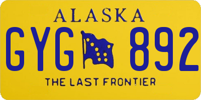 AK license plate GYG892