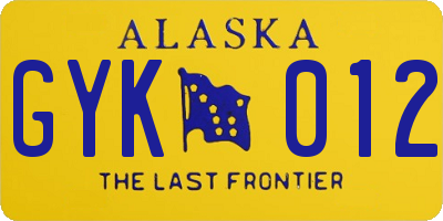AK license plate GYK012