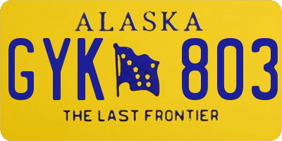 AK license plate GYK803