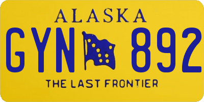 AK license plate GYN892