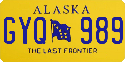 AK license plate GYQ989