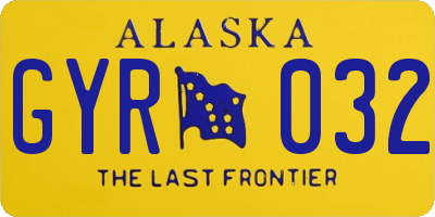 AK license plate GYR032