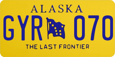AK license plate GYR070