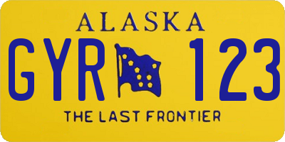AK license plate GYR123