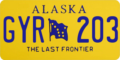 AK license plate GYR203