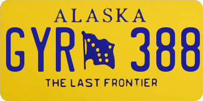 AK license plate GYR388