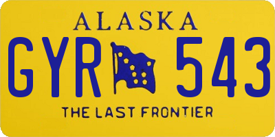 AK license plate GYR543