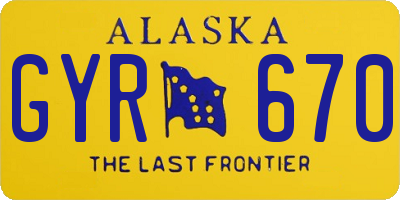 AK license plate GYR670