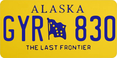 AK license plate GYR830