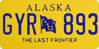 AK license plate GYR893