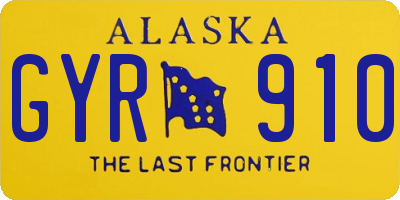 AK license plate GYR910