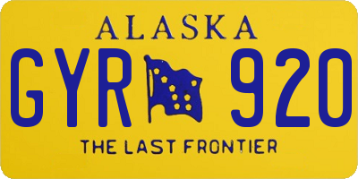 AK license plate GYR920