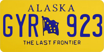 AK license plate GYR923