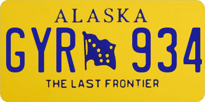 AK license plate GYR934
