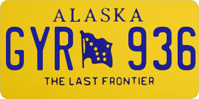 AK license plate GYR936